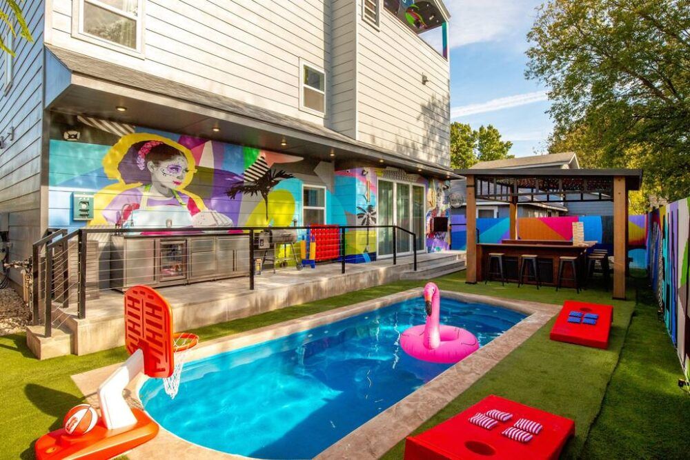 Play, relax, and soak in the colorful vibes of this inviting pool.