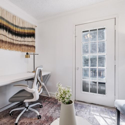 The perfect remote-work setup featuring a quiet desk space and ample natural light