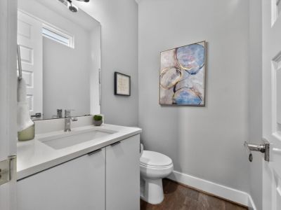 Half bath for maximum convenience.