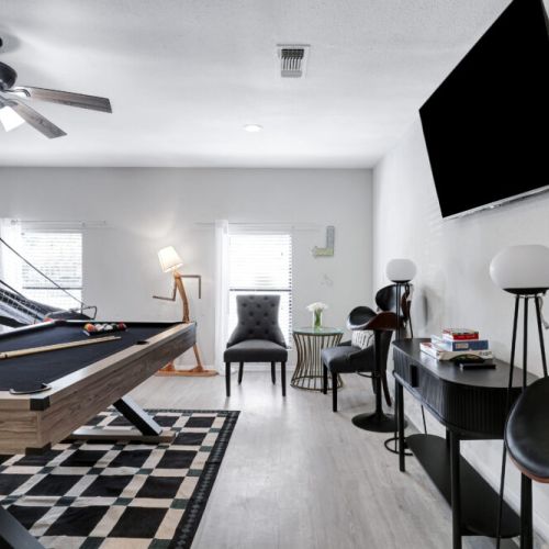 Enjoy endless fun in our game room with a pool table, basketball arcade, and a smart TV for the perfect hangout!