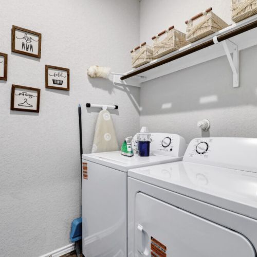 Fully-equipped laundry room.