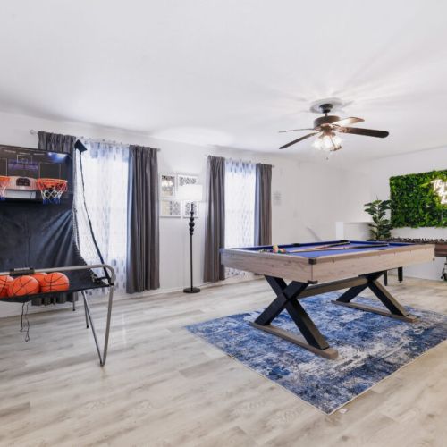 Challenge your friends to unforgettable matchups at the multi-game table, pool table, or basketball arcade and turn the night into pure fun.