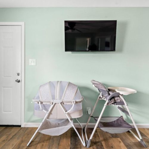 Highchair and bassinet included for your family convenience.