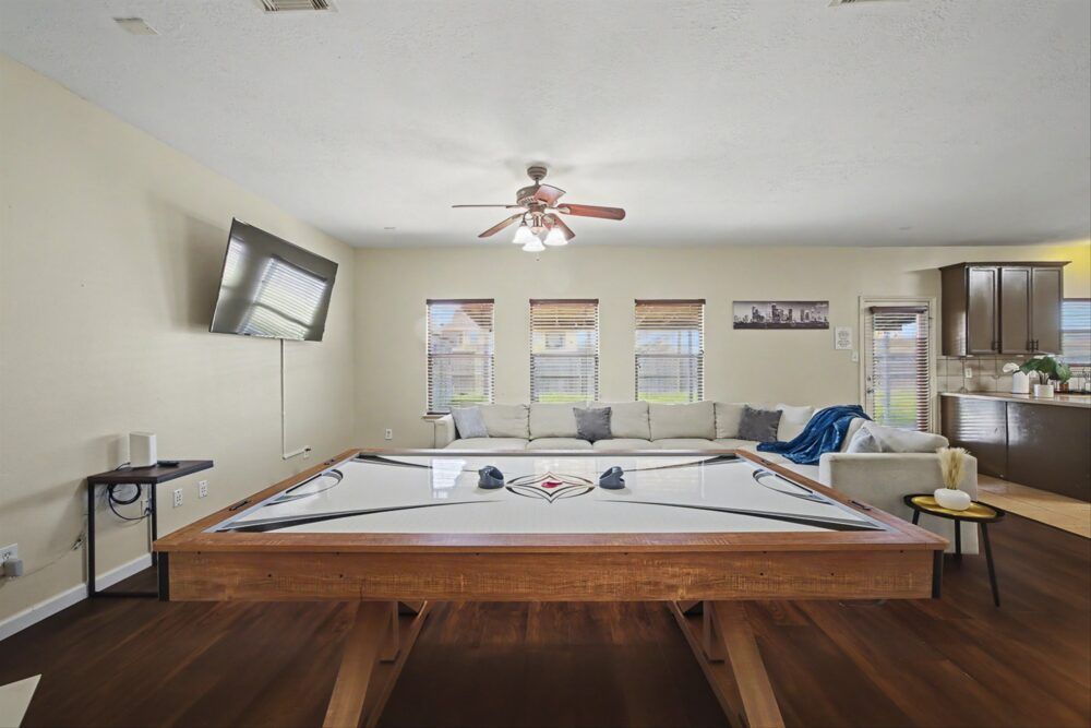 Get ready for an air hockey tournament with your family and friends.