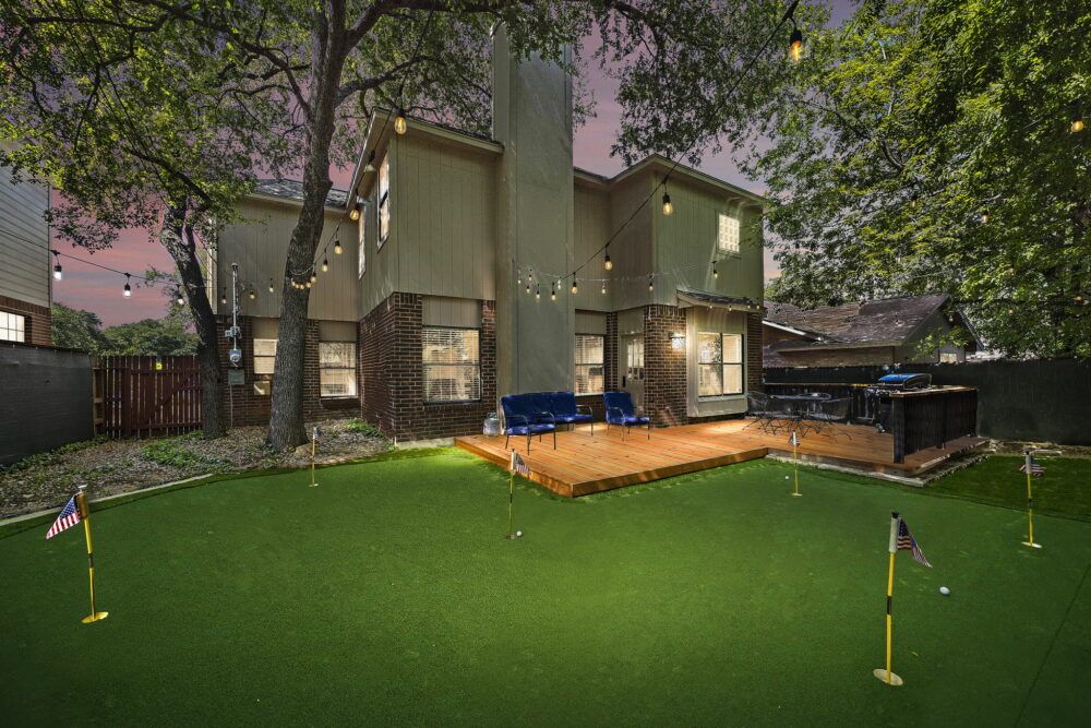 Unique mini-golf in backyard for ultimate level of entertainment.