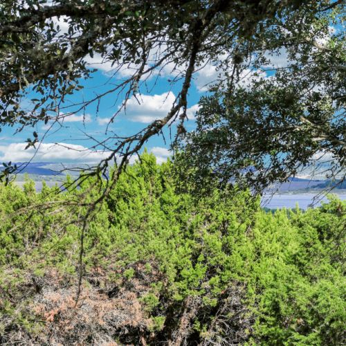 Let the view do the talking! Overlooking the serene lake, this deck captures the beauty and tranquility of the hill country.