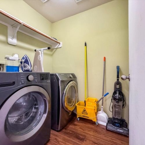 Fully-equipped laundry room.