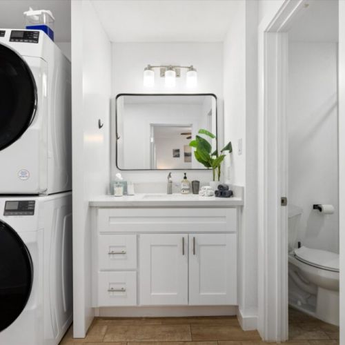 Fully-equipped laundry room.