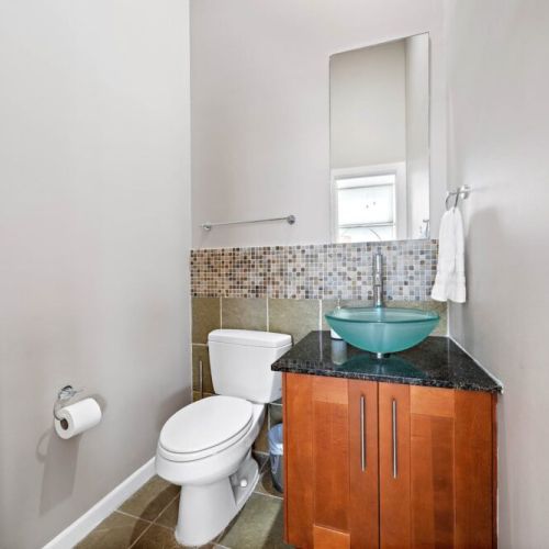 Half bath in the living room for maximum convenience.