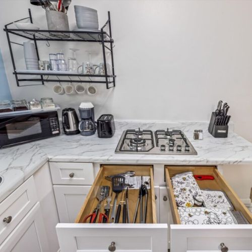 Kitchen is fully equipped so that you can feel like home for long stays.