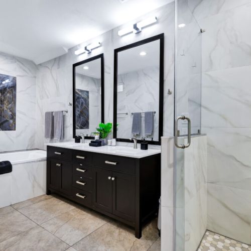 Primary bathroom is fully stocked with all you need. Makeup pads and q-tips included.