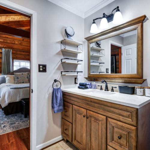 Primary bathroom is fully stocked with all you need. Makeup pads and q-tips included.