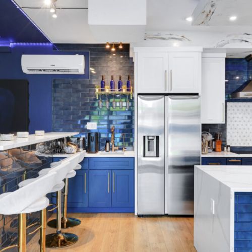 Dreamy kitchen,  with elegant marble finishes.