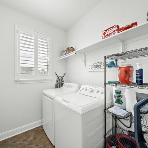 Fully-equipped laundry room.