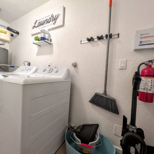 Fully-equipped laundry room.