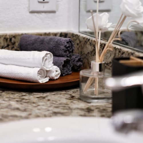 Towels included.