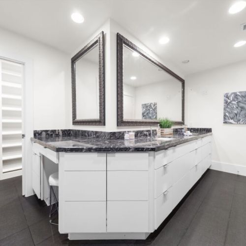 Primary bathroom  is fully stocked with all you need. Makeup pads and q-tips included.