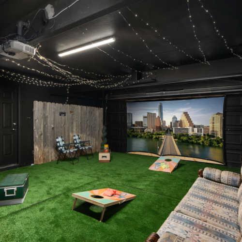Escape to your own private cinema; where cozy sofas, a giant screen, and a cooler create the perfect recipe for an unforgettable movie night!