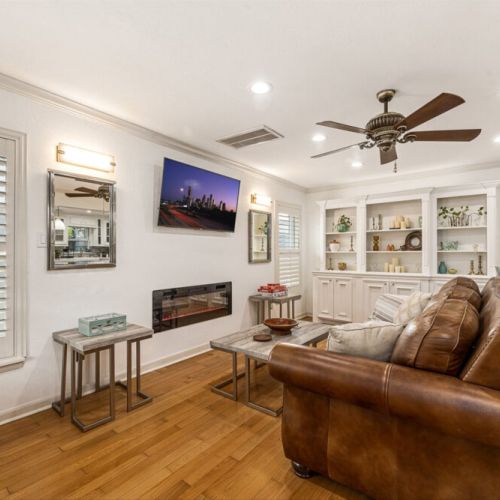 Cozy up around the electric fireplace for relaxed evenings.