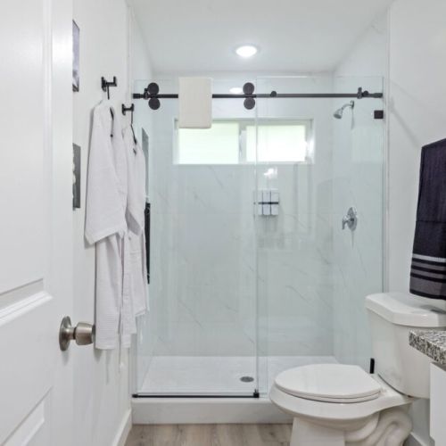 Bath robes and towels included.