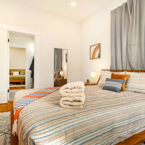 Primary bedroom with queen size bed!
