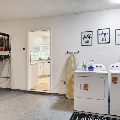 Fully-equipped laundry room.