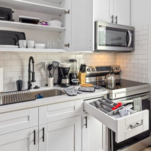 Kitchen is fully equipped so that you can feel like home for long stays.