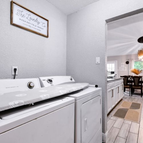 Fully-equipped laundry room.