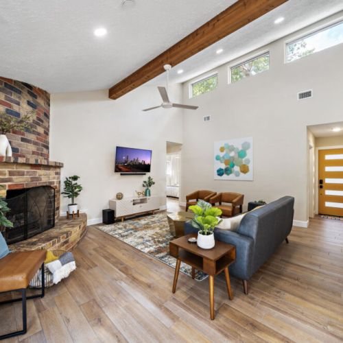 Luminous living with a direct view of the backyard.