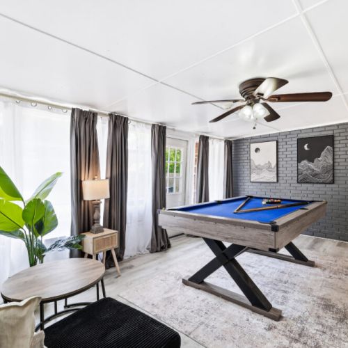 Enjoy endless fun in our game room with the pool table!