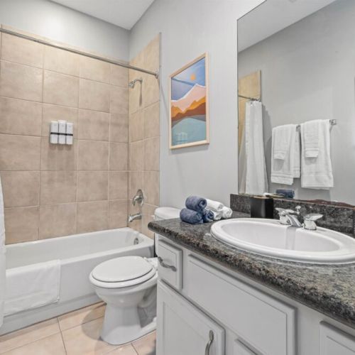 2nd full bathroom is fully stocked with all you need. Makeup pads and q-tips included.