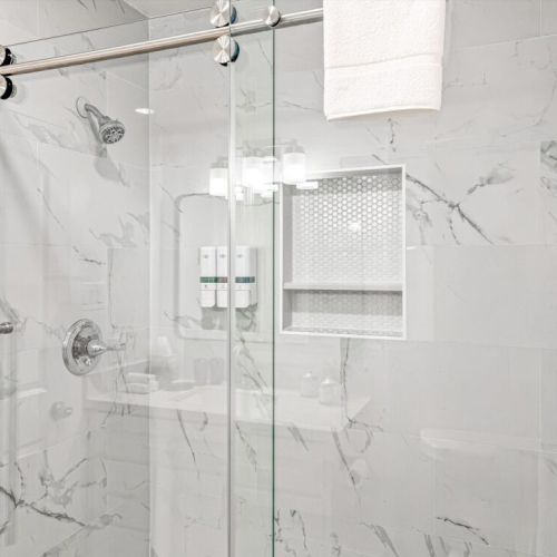 With luxury walk-in shower.