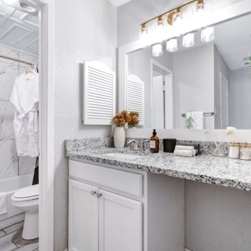 Primary bathroom is fully stocked with all you need. Makeup pads and q-tips included.