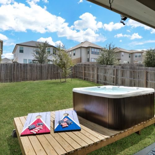Enjoy our amazing private hut tub and our BBQ with your family and friends!  We also include a cornhole set for extra fun!