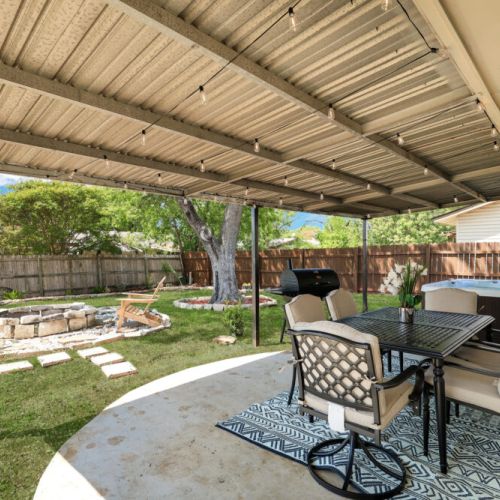 Outdoor dining area included for maximum comfort.