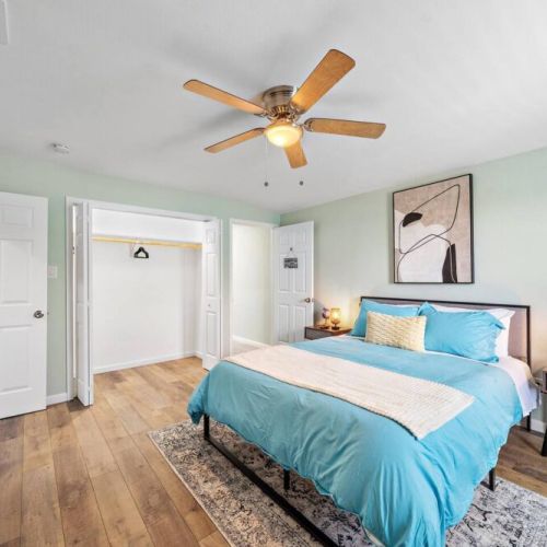 Primary bedroom with queen size bed! Super comfortable memory foam mattress.