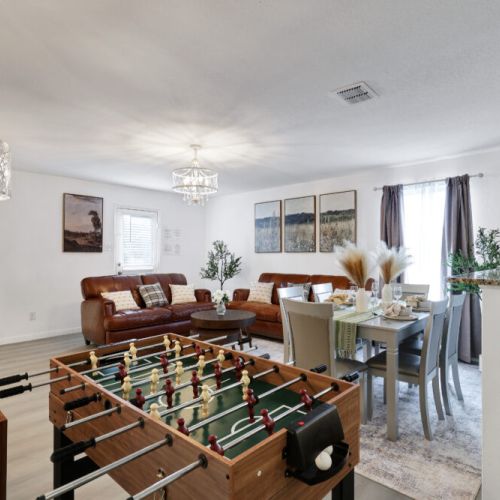 Perfectly designed to accommodate all your family and friends comfortably. Multi game table included!