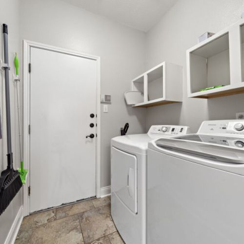 Fully-equipped laundry room.