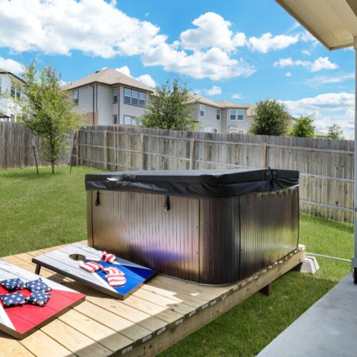 Enjoy our amazing private hut tub and our BBQ with your family and friends!  We also include a cornhole set for extra fun!