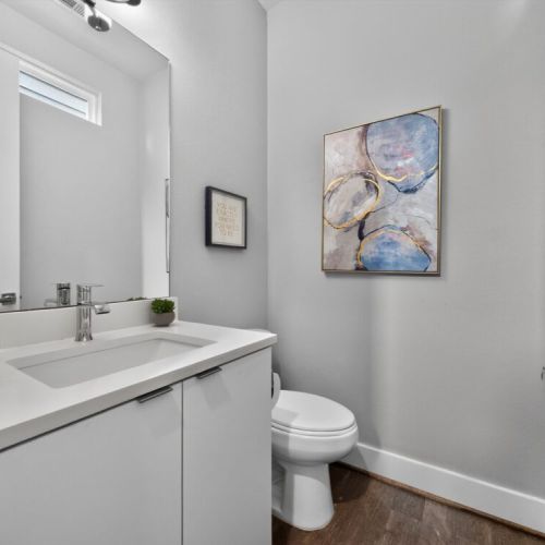 Half bath for maximum convenience.