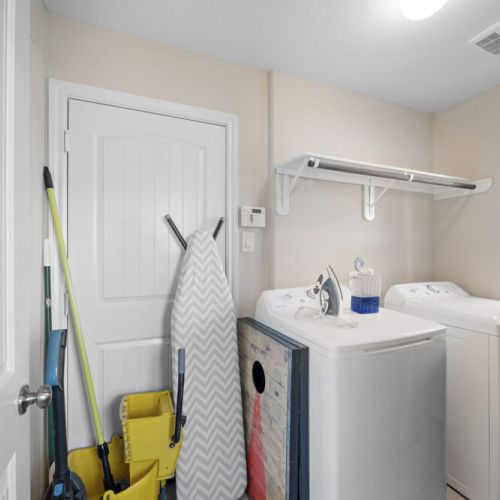 Fully-equipped laundry room.