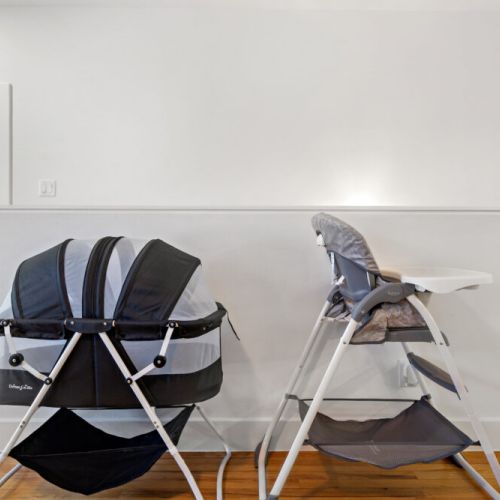 Highchair and bassinet included for your family convenience.