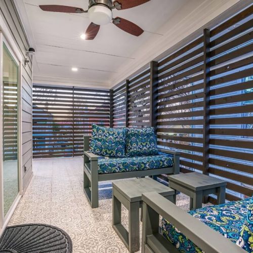 Enjoy your morning coffee or an evening drink on this cozy balcony