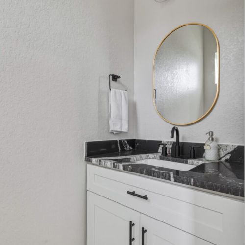 Half bath in the living room for maximum convenience.