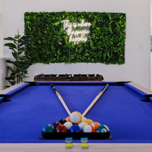 Gather the group and spark some friendly competition with our pool table—perfect for late-night fun and great memories.