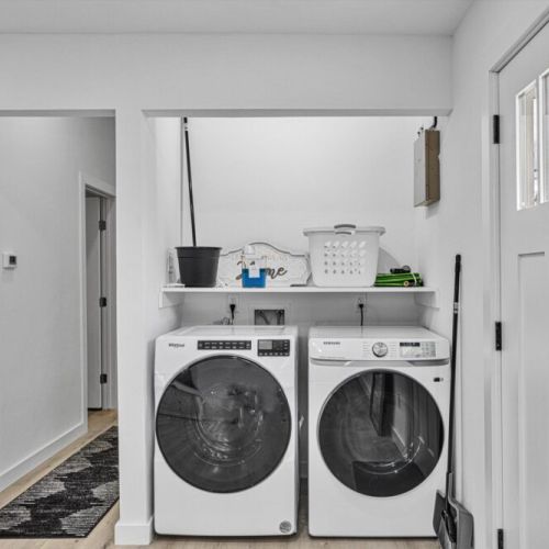 Fully-equipped laundry room.