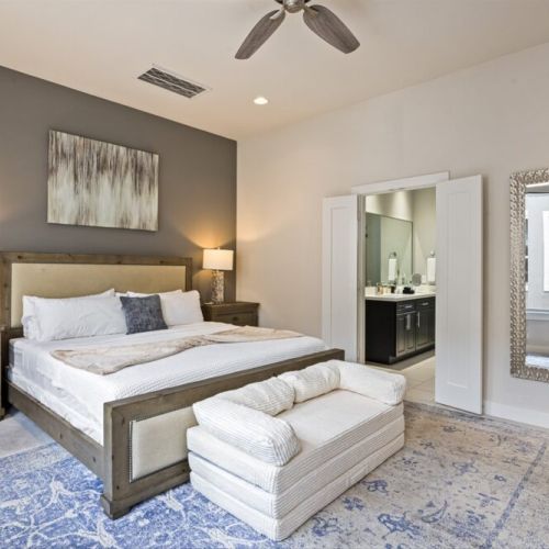 Primary bedroom with king size bed!