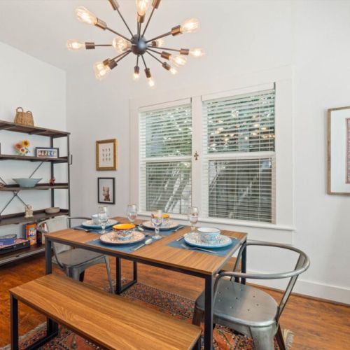 Perfectly illuminated dining area.
