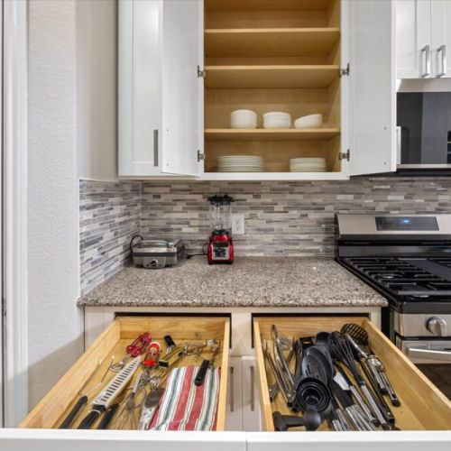 All the everyday appliances  and essentials you'll need for a comfortable stay. Waffle maker and blender included.