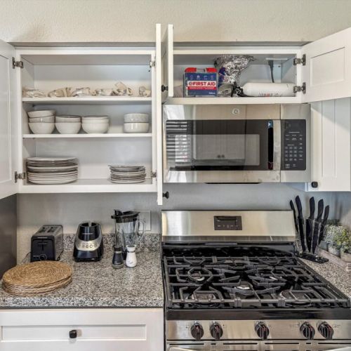 Kitchen is fully equipped so that you can feel like home for long stays. Safety first.